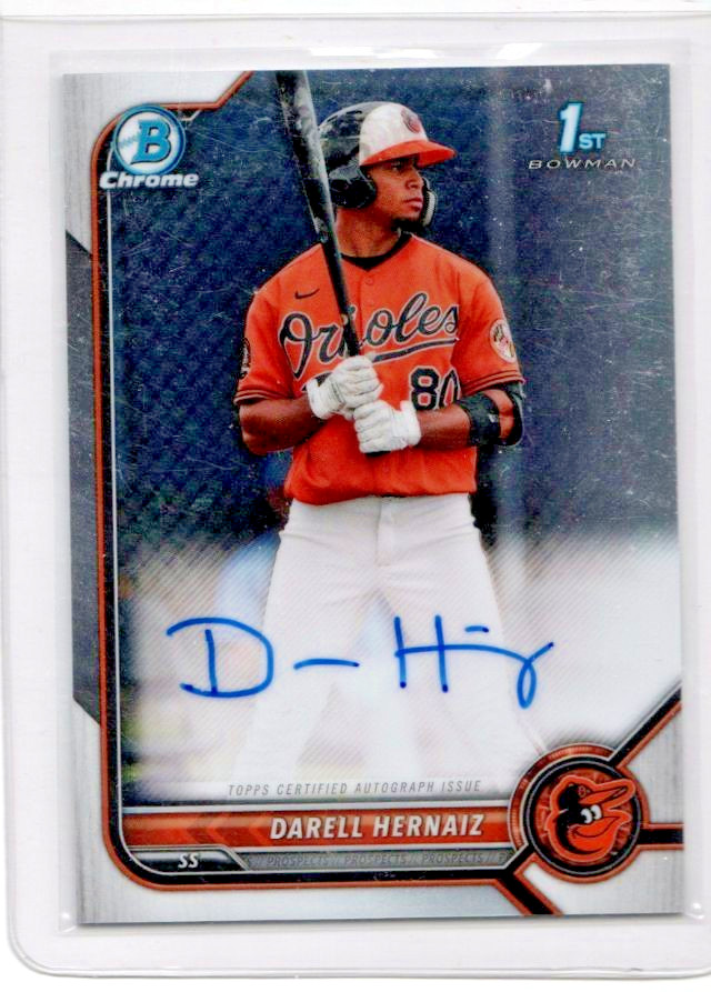 2022 Bowman Chrome Prospect Darell Hernaiz Auto #CPA-DHZ (AU, RC) 1st Bowman O's