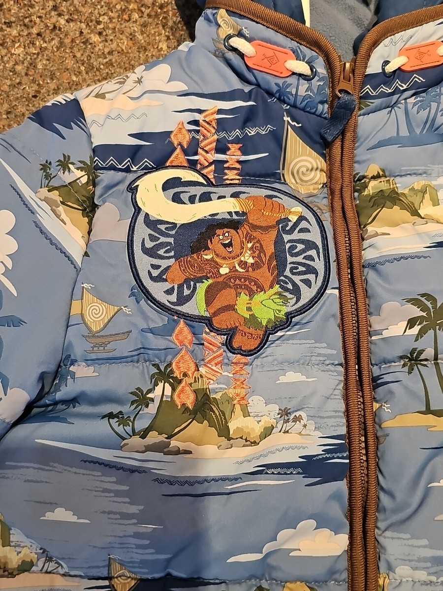 Disney Moana Wayfinder Maui Kids 7/8 Zip Up Puffer Jacket Blue