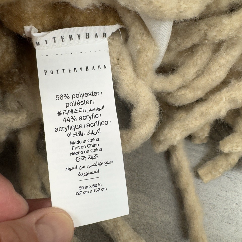 Pottery Barn Hayes Faux Mohair Throw Blanket 50”x60” Camel Tan NWOT eBay