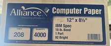 computer printer paper 12" x 8-1/2"   92 bright