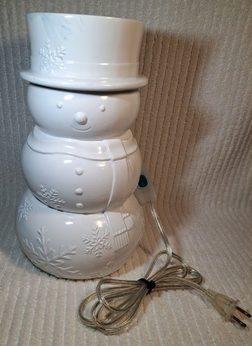 Yankee Candle Snowman Wax Warmer 12" Electric Melt Retired White Blizzard Winter - Foto 1 di 17