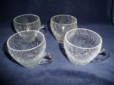 4 Gläser - 50er 60er - Bowlegläser Bowle - Craquele - WMF?