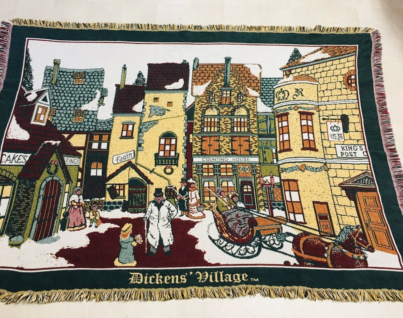 Department 56 Dickens Village Series Woven Cotton Tapestry Throw