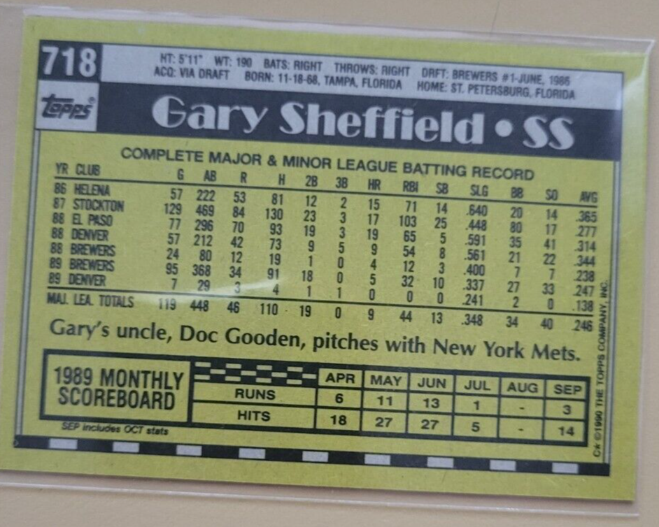 1990 Topps Gary Sheffield - ALL STAR Rookie #718 - Baseball Card