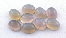 One 10x8 10mm x 8mm Oval Gray Peach Brown Chalcedony Cab Cabochon Gemstone Gem