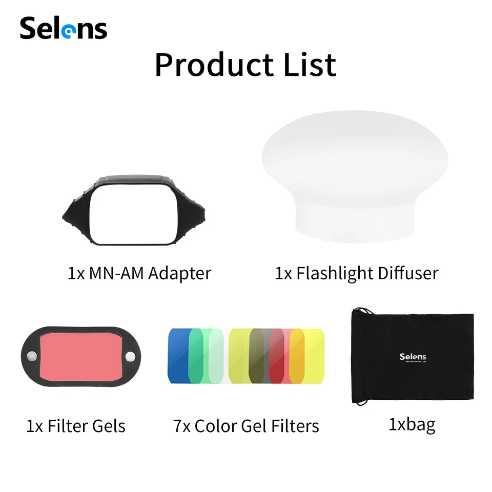 Selens 4 in 1 Magnetic Flash Diffuser Modifier Sphere Filters Gel Bounce Band - Image 2 of 4
