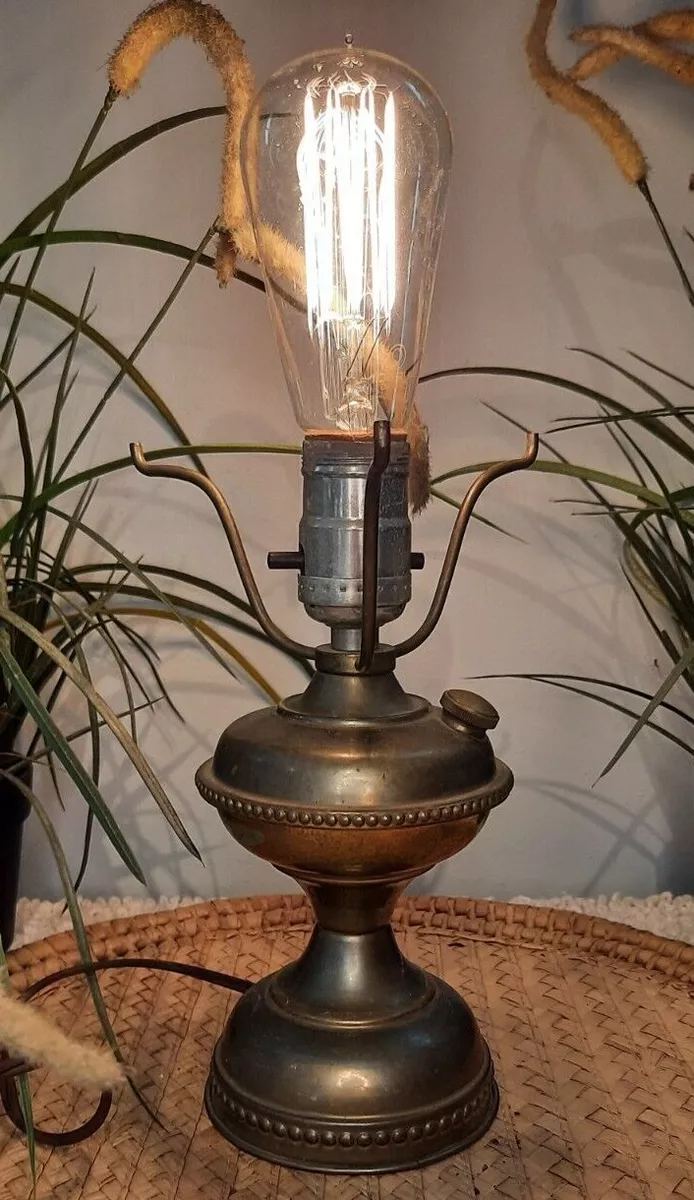 ANTIQUE ELECTRIC LAMP BRASS ALADDIN STYLE OIL LAMP Student Lamp eBay