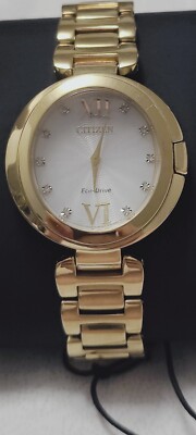 Citizen Eco-Drive Women's Diamond Accent Makers Gold Roman Watch 34MM EX1512-53A