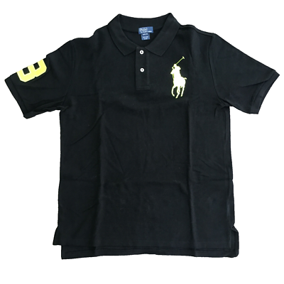 Polo Ralph Lauren Shirt XL (18-20) Youth Black Yellow Short Sleeve