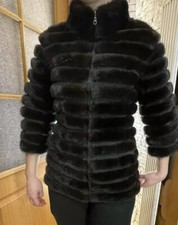 Designer Edelweiss Genuine Mink Chocolate Zipped Coat  Jacket Sz Xs