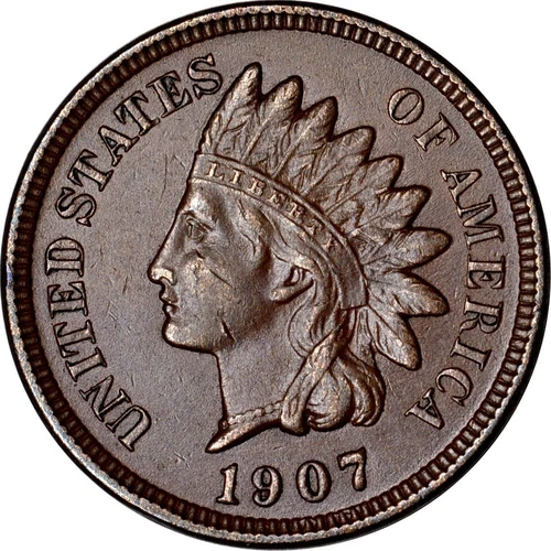 1907 1C MPD Snow-13 Indian Head Cent AU K16101