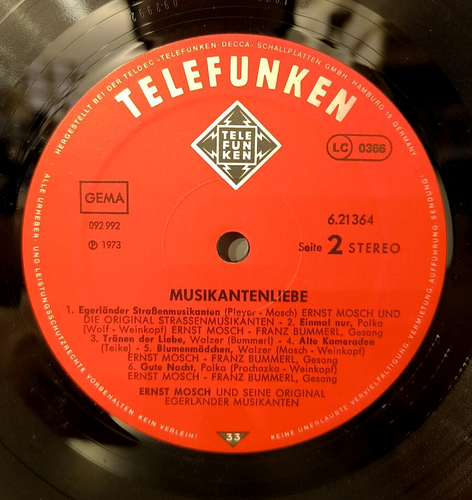 ERNST MOSCH UND SEINE ORIGINAL - MUSIKANTENLIEBE - VINYL VG+/VG+ LP ALBUM GAT - Picture 5 of 5