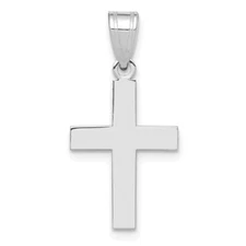 14k White Gold Polished Cross Charm Pendant for Women