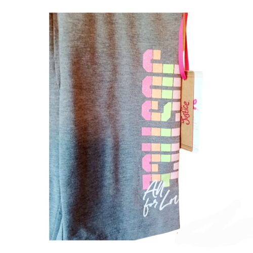 Justice Bike Shorts 7/8 Girls Gray Multicolor Logo - Picture 2 of 4