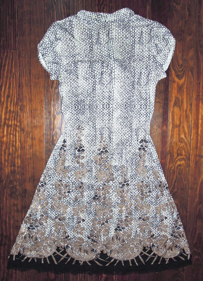 Elie Tahari Dress Black Lace Trim Floral Silk Jersey Cocktail Party Formal XS - Image 2 of 4