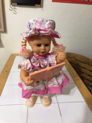Girl Doll Moves And Talks Unbranded. Very Pretty In Pink Dress With Piggy Tails
