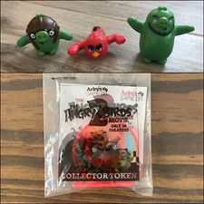 Lot of 4 misc. Angry Birds McDonald's  Arby  s Happy Meal toys. Collector Token.