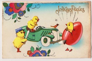 Kitsch Carte Postale Ancienne Non Ecrites Joyeuses Paques Poussins Gendarme Ebay