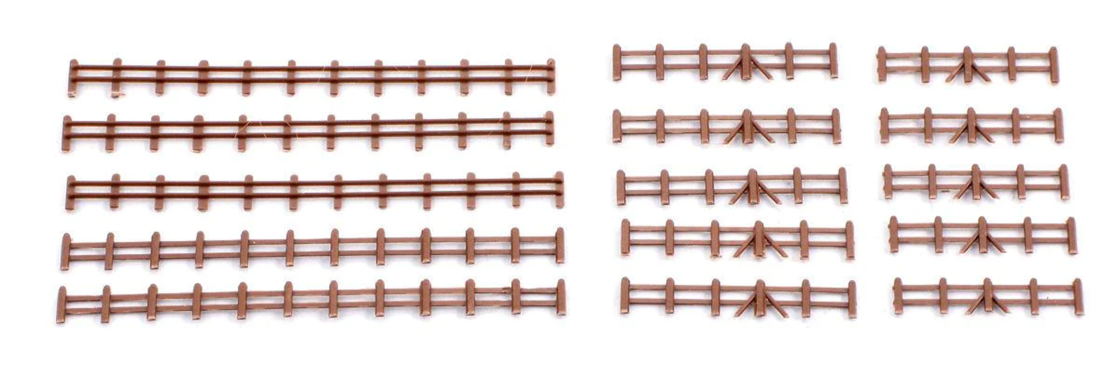 Gaugemaster GMKD13B N Gauge Brown Farm Rail Fencing 86mm x 5 Lengths