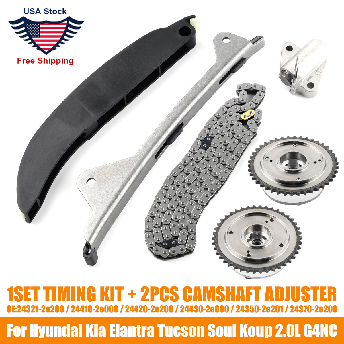 G4NC Timing Chain Kit Camshaft VVT Gears For Hyundai Kia Elantra Sonata 2.0L OEM