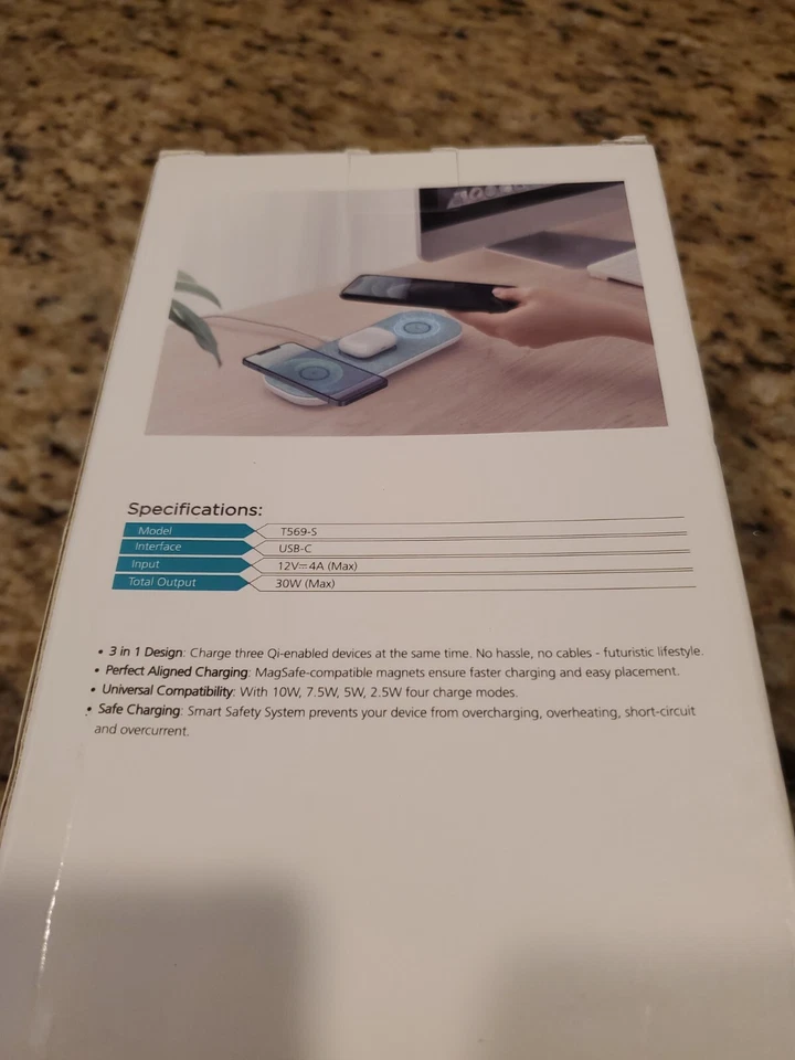 Base de carga rápida inalámbrica Qi para teléfono celular Samsung iPhone Android Foto 3 de 3