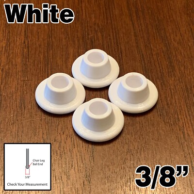 Replacement Chair Glides x4 - 3/8  White - Eames Eiffel Base Furniture Feet