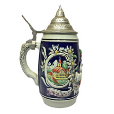 Gerz Vintage German Stein 3695 Pewter Lid Bar...