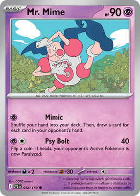 Mr. Mime 058/159 , Journey Together , Pokemon - Near Mint