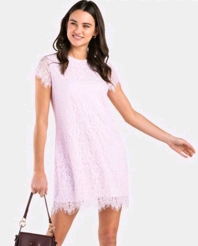Francesca’s Mi Ami Dress Small Light Pink Lace Overlay Coquette Flirty Party - Picture 2 of 11