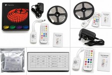 LED 5050 RGB Light Strip Kit 12V Dimmable Remote Controller Power Adapter