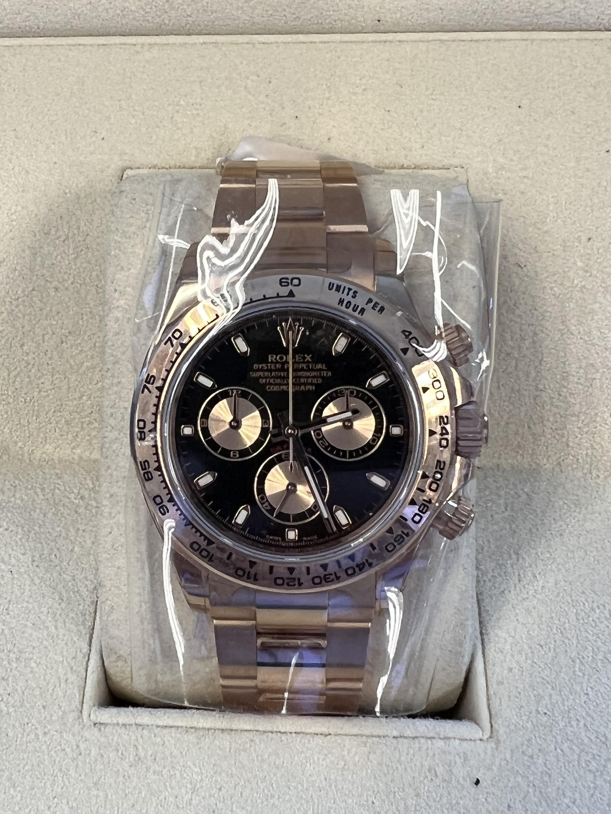 Mint Rolex Daytona Rose Gold Black Dial with Box and Papers