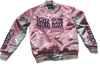 Headgear Classics Don't Be A Menace Loc Dog 96 Bomber Jacket Pink Satin Small