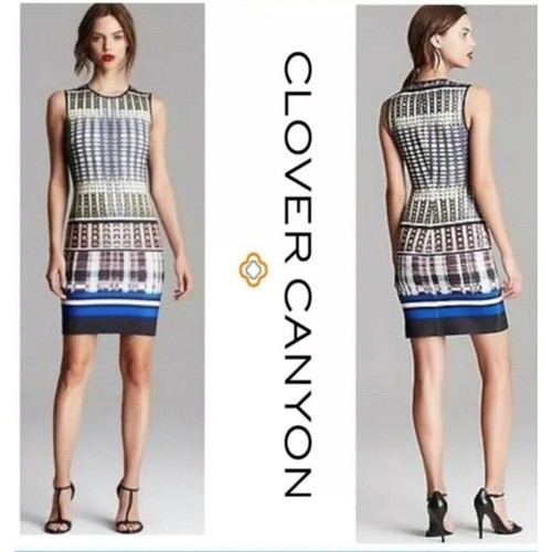 Clover Canyon DONEGAL Graphic Print Sleeveless Multicolor NEOPRENE DRESS Size XS