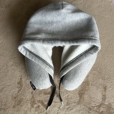 HoodiePillow Memory Foam Travel Neck Pillow with Drawstring Hood Heather Gray