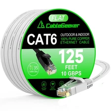 Cat 6 Ethernet Cable 125 ft, Indoor&Outdoor, High Speed 10Gbps Internet Netwo...