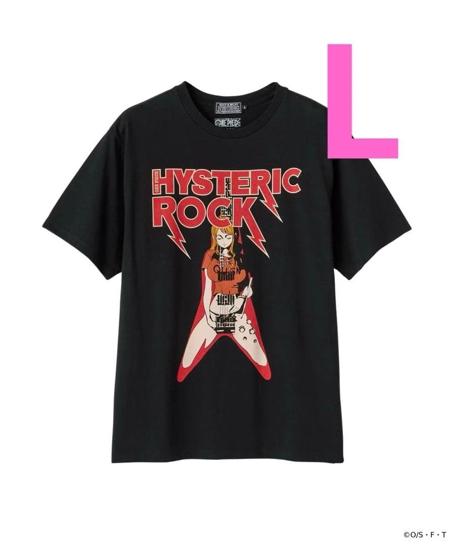 ONE PIECE×HYSTERIC GLAMOUR/NAMI FLYNG T One Piece HYSTERIC GLAMOUR Rock Nami Flying V T-Shirt Size L BLACK