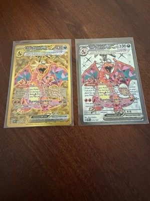 2023 Pokemon Obsidian Flames Charizard ex (Lot of 2) Gold #228 & Silver #215 NM