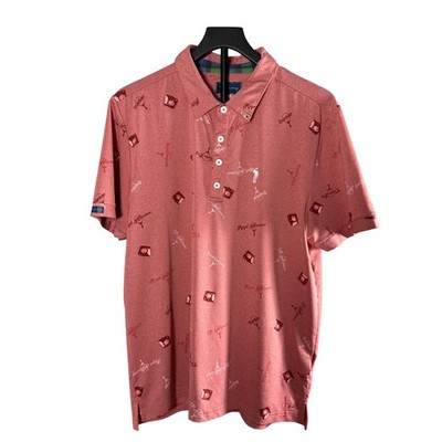 William Murray Golf Polo Mens Large Coral Scottish Courses St Andrews Short Slee