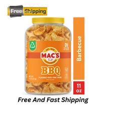 Mac's Chicharrones BBQ Flavored Crispy Fried Pork Skins, 11 oz Canister