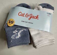 Cat  Jack 10 Pair Low Cut Infant Boys Kids Socks Size 12-18 Months