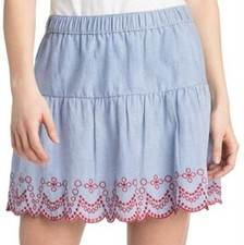 Vineyard Vines Blue Red Embroidered A Line Mini Skirt