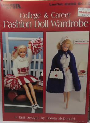 Leisure Arts College & Career Fashion Doll Wardrobe Knitting Pattern Book