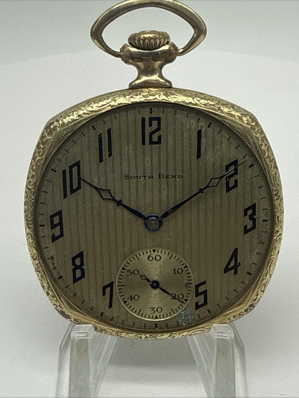 Antique South Bend 12S 17 Jewel 411 Mechanical Pocket Watch USA 14kt GOLD FILLED