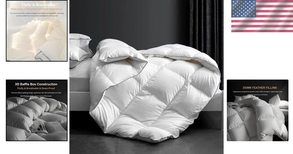 Elegante edredón de enfriamiento blanco tamaño king - edredón ligero de lujo Foto 2 de 4