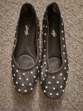 Black Ballet Flats With Rhinestones