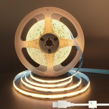 5V USB COB LED Strip Lights,16.4FT/5M,Warm White 3000K,320LEDs/M,8mm Width,No...