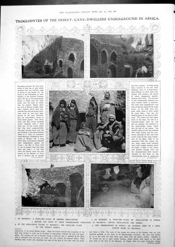 Antigua impresión troglodita cueva-vivitantes casas África Matmata Hadesch 1913 - Imagen 2 de 2