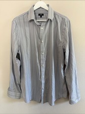 Express Men  s Lightweight Blue and White Striped Button-Down Shirt ME0017 