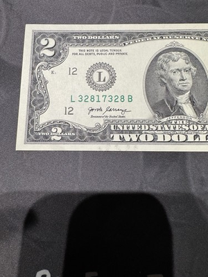 #ad 3 Digit Bookend $2 Bill Fancy Serial Number Two Dollar Bill $10.00