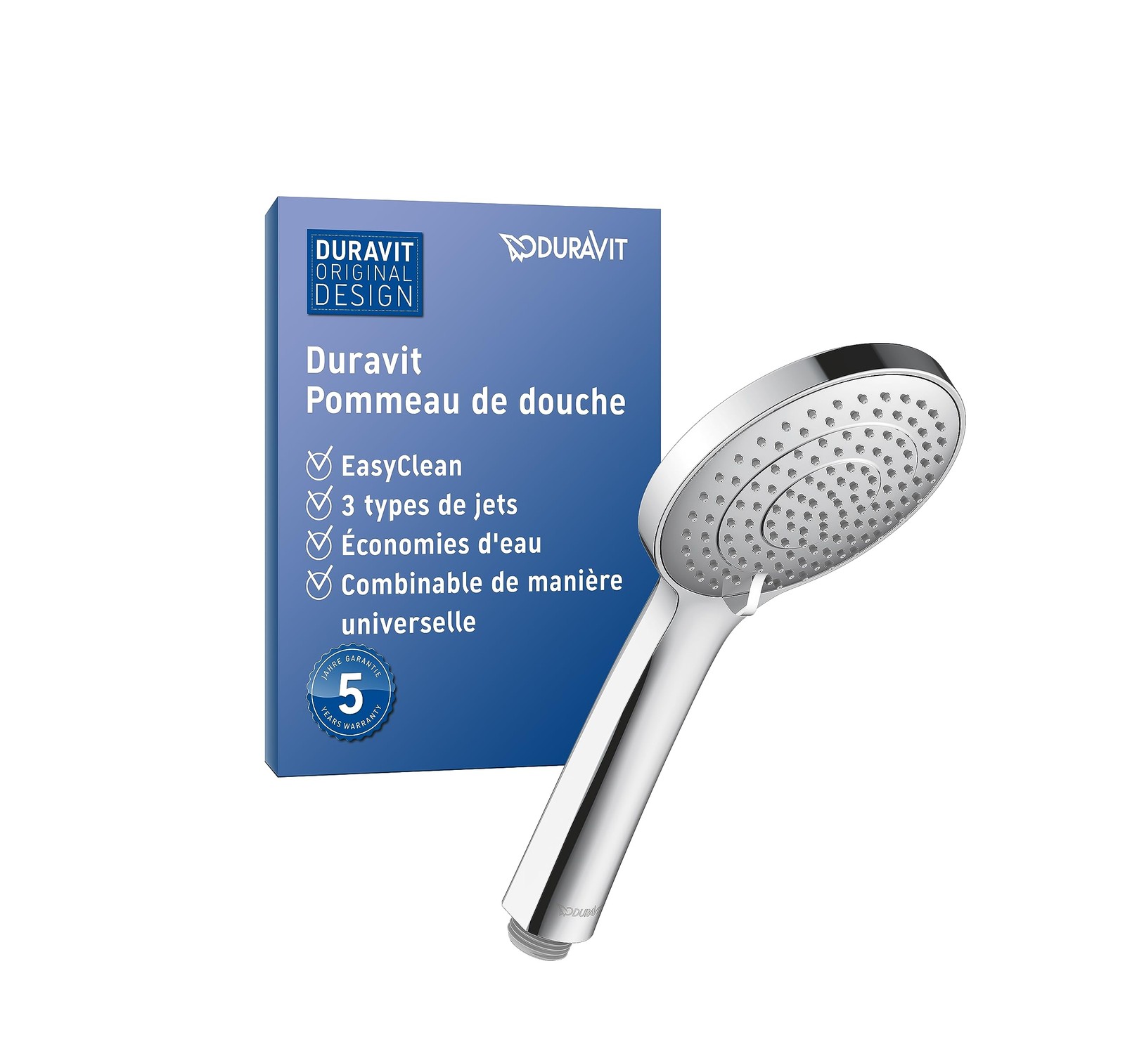 Pomme de douche 3 jets Rain et Intense Rain pour salle de bain familiale